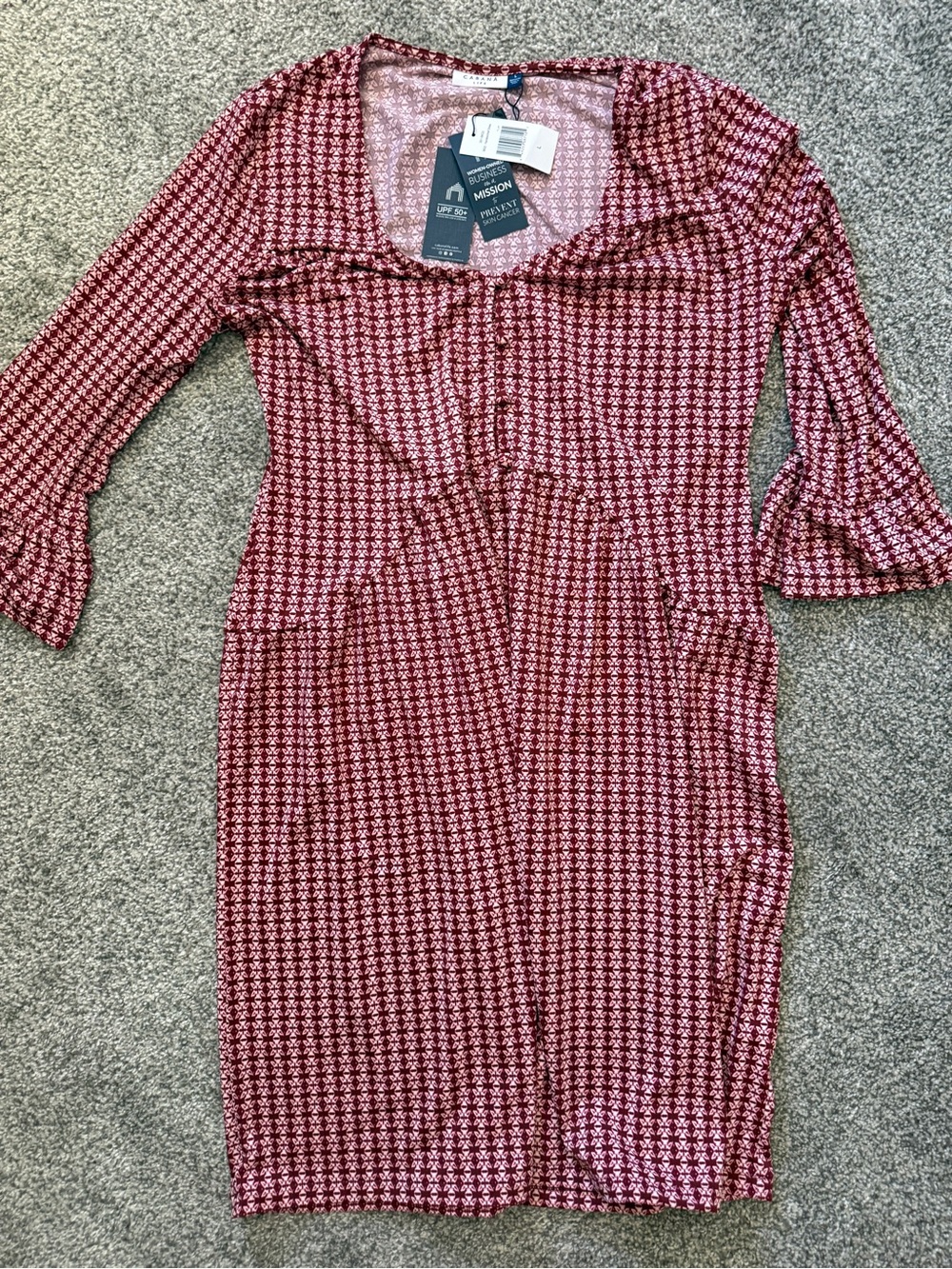 Cabana Life upf 50 sun protection Red Patterned Midi Dress